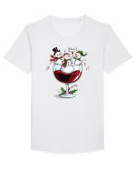 cu vin si umor de  Crăciun - Wine and cheering snowmen Tricou mânecă scurtă guler larg Bărbat Skater