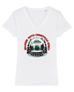 Crăciun extraterestru - Beaming with Christmas spirit Tricou mânecă scurtă guler V Damă Evoker