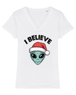 Crăciun extraterestru - I believe Tricou mânecă scurtă guler V Damă Evoker