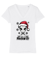 Crăciun extraterestru - Take me to your presents Tricou mânecă scurtă guler V Damă Evoker