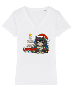 de Crăciun cu pisici rebele - Is this jolly enough Tricou mânecă scurtă guler V Damă Evoker