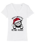 de Crăciun cu pisici rebele - Meowy Christmas Mother Fluffer Tricou mânecă scurtă guler V Damă Evoker