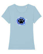 Dog footprint Tricou mânecă scurtă guler larg fitted Damă Expresser