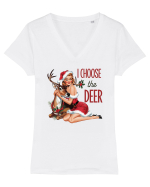 de Crăciun pentru femei cu atitudine - I choose the deer Tricou mânecă scurtă guler V Damă Evoker