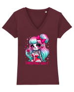 nonconformist de Crăciun - Christmas Girly Tricou mânecă scurtă guler V Damă Evoker