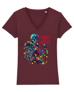 nonconformist de Crăciun - Holly Jolly Skeleton Tricou mânecă scurtă guler V Damă Evoker