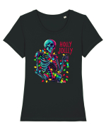 nonconformist de Crăciun - Holly Jolly Skeleton Tricou mânecă scurtă guler larg fitted Damă Expresser