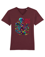 nonconformist de Crăciun - Holly Jolly Skeleton Tricou mânecă scurtă guler V Bărbat Presenter