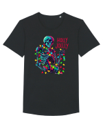 nonconformist de Crăciun - Holly Jolly Skeleton Tricou mânecă scurtă guler larg Bărbat Skater