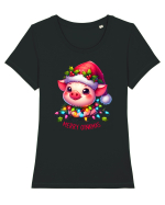 nonconformist de Crăciun - Merry oinkmas Tricou mânecă scurtă guler larg fitted Damă Expresser