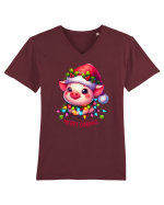 nonconformist de Crăciun - Merry oinkmas Tricou mânecă scurtă guler V Bărbat Presenter