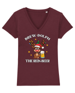 cu bere de Crăciun - Brew-dolph the rein-beer Tricou mânecă scurtă guler V Damă Evoker