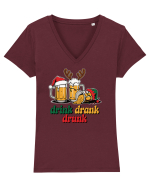 cu bere de Crăciun - Drink drank drunk Tricou mânecă scurtă guler V Damă Evoker
