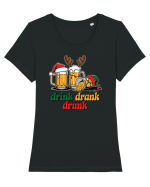 cu bere de Crăciun - Drink drank drunk Tricou mânecă scurtă guler larg fitted Damă Expresser