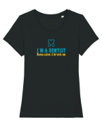 I`M A DENTIST. KEEP CALM & BRUSH ON Tricou mânecă scurtă guler larg fitted Damă Expresser