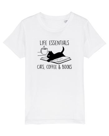 Cats Coffee and Books White