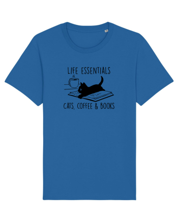 Cats Coffee and Books Royal Blue