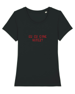 Eu cu cine votez? Tricou mânecă scurtă guler larg fitted Damă Expresser