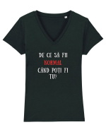 DE CE SĂ FII NORMAL? Tricou mânecă scurtă guler V Damă Evoker