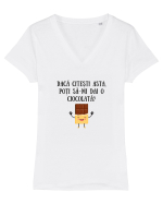 DĂ-MI O CIOCOLATĂ! Tricou mânecă scurtă guler V Damă Evoker