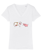 Pig! Cow! Tricou mânecă scurtă guler V Damă Evoker