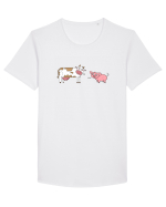 Pig! Cow! Tricou mânecă scurtă guler larg Bărbat Skater