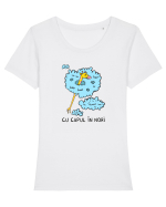 Cu capul în nori Tricou mânecă scurtă guler larg fitted Damă Expresser