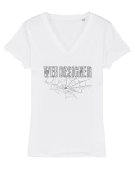 WEB DESIGNER - SPIDER WEB - PAIANJEN - albe Tricou mânecă scurtă guler V Damă Evoker