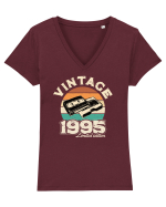 Născut in 1995 Retro sunset videotape Tricou mânecă scurtă guler V Damă Evoker