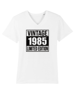 Vintage 1985 limited edition B&W - Cadou aniversar 1985 Tricou mânecă scurtă guler V Bărbat Presenter