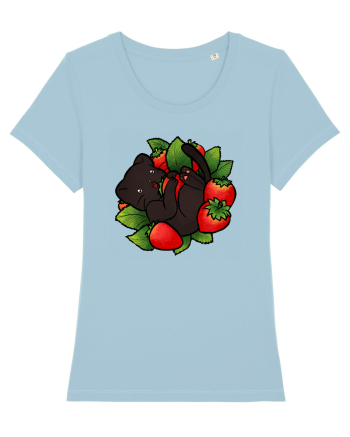 Strawberry Cat Sky Blue