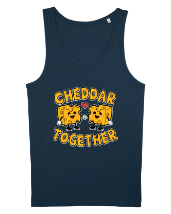 Cheddar Together | Cute Cheese Couple Navy