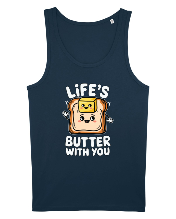 Life's Butter With You | Funny Toast Pun Navy