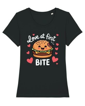 Love At First Bite | Cute Hamburger Pun Black