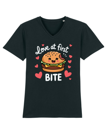 Love At First Bite | Cute Hamburger Pun Black