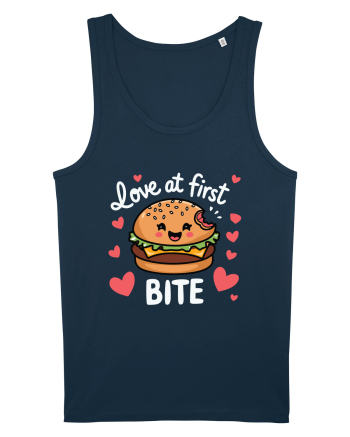 Love At First Bite | Cute Hamburger Pun Navy