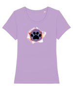 Dog footprint Tricou mânecă scurtă guler larg fitted Damă Expresser