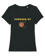 POWERED BY PIZZA Tricou mânecă scurtă guler larg fitted Damă Expresser