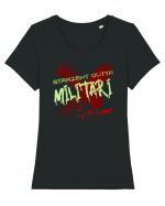 STRAIGHT OUTTA MILITARI- DIN MILITARI Tricou mânecă scurtă guler larg fitted Damă Expresser