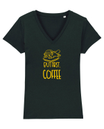 BUT FIRST, COFFEE - MAI INTAI CAFEAUA 2 Tricou mânecă scurtă guler V Damă Evoker