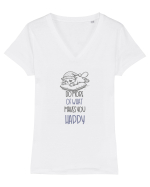 DO MORE OF WHAT MAKES YOU HAPPY Tricou mânecă scurtă guler V Damă Evoker