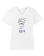 DO MORE OF WHAT MAKES YOU HAPPY Tricou mânecă scurtă guler V Bărbat Presenter