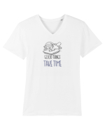 GOOD THINGS TAKE TIME - LUCRURILE BUNE AU NEVOIE DE TIMP Tricou mânecă scurtă guler V Bărbat Presenter