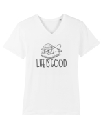 LIFE IS GOOD - VIATA E BUNA (cand dormi) Tricou mânecă scurtă guler V Bărbat Presenter