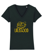 LIFE IS GOOD - VIATA E BUNA (cand dormi) 2 Tricou mânecă scurtă guler V Damă Evoker