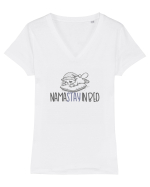NAMASTAY IN BED - NAMASTE Tricou mânecă scurtă guler V Damă Evoker
