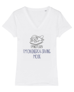 I`M NOT LAZY, I`M ON ENERGY SAVING MODE Tricou mânecă scurtă guler V Damă Evoker