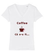 Coffee, că n-o fi... Tricou mânecă scurtă guler V Damă Evoker