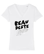Beau peste limite. De ieșit cu prietenii  Tricou mânecă scurtă guler V Damă Evoker