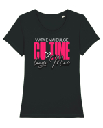 Dragobete & Valentine's Day - Viața e mai dulce cu tine lângă mine Tricou mânecă scurtă guler larg fitted Damă Expresser